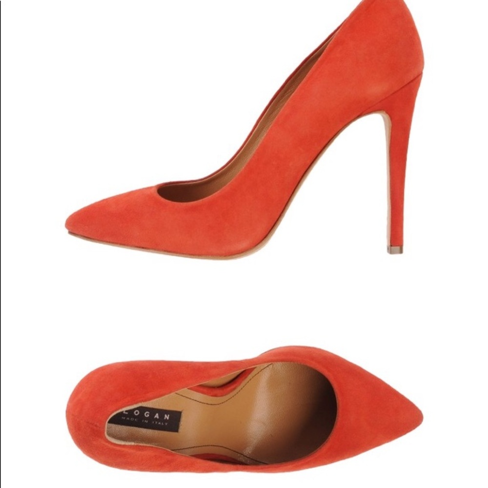 LOGAN Orange Red suede High Heel Pumps. SizeUS11